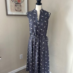 Anne Klein grey, white and black print sleeveless dress